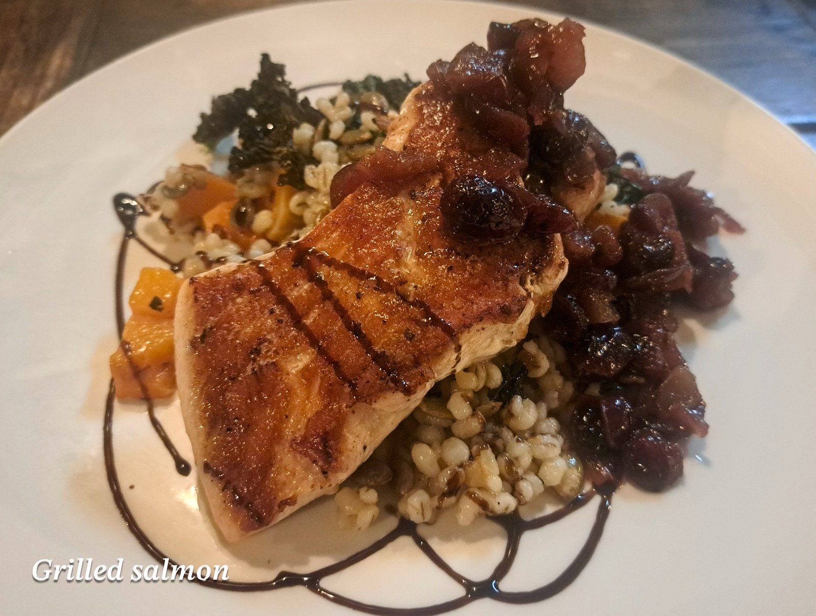 Grilled salmon at Thyme on Section St...