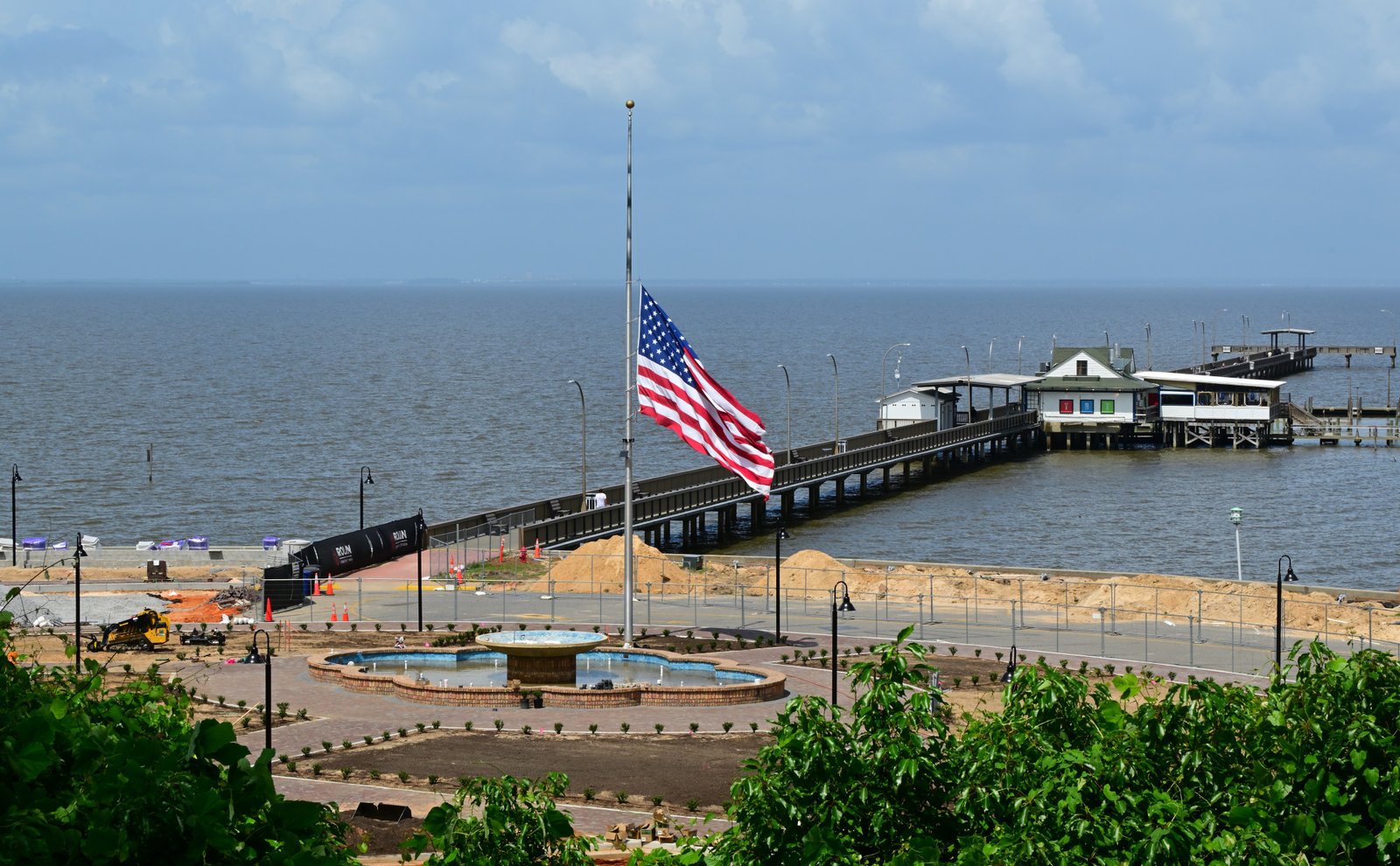 American flag flies at half staff in Fairhope APR 22 2025