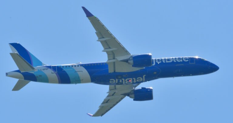 New Airbus A220 in flight over Fairhope APR 10 2025