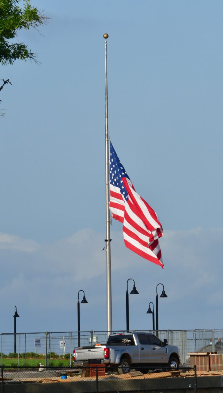 American flag at half staff