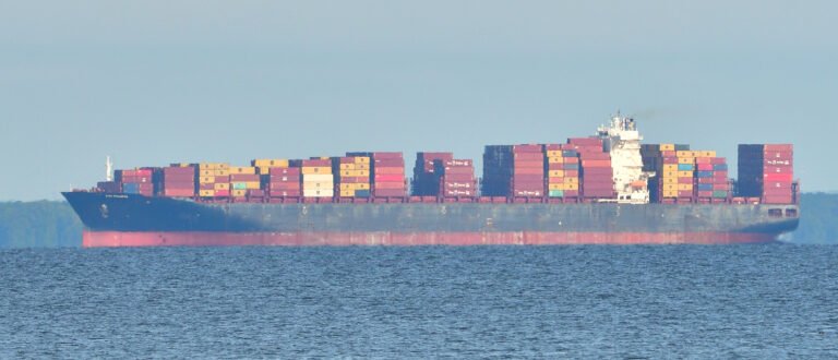 The container ship Zim Xiamen leaves Mobile JUN 12 2025.