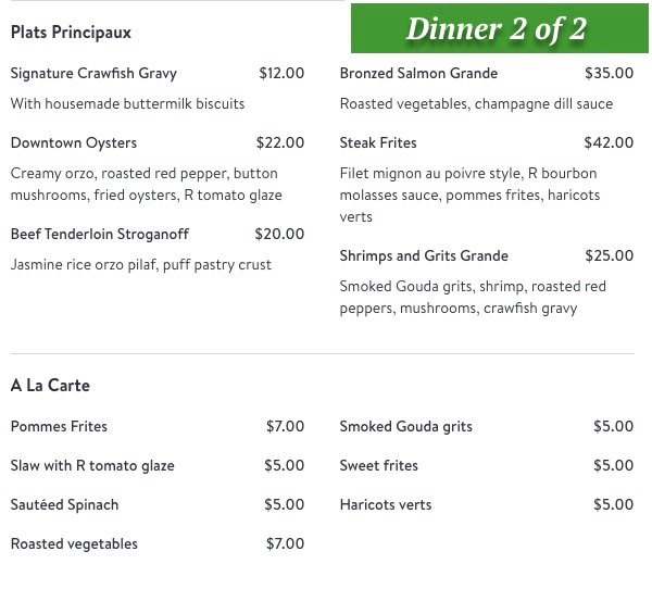 Dinner Menu - R Bistro in Fairhope