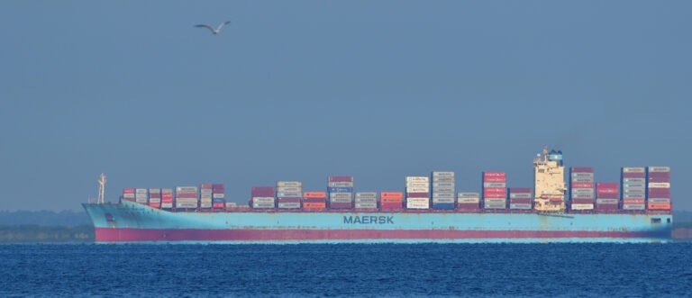 The container ship Maersk Taikung sails out of Mobile Bay JUL 30 2025…