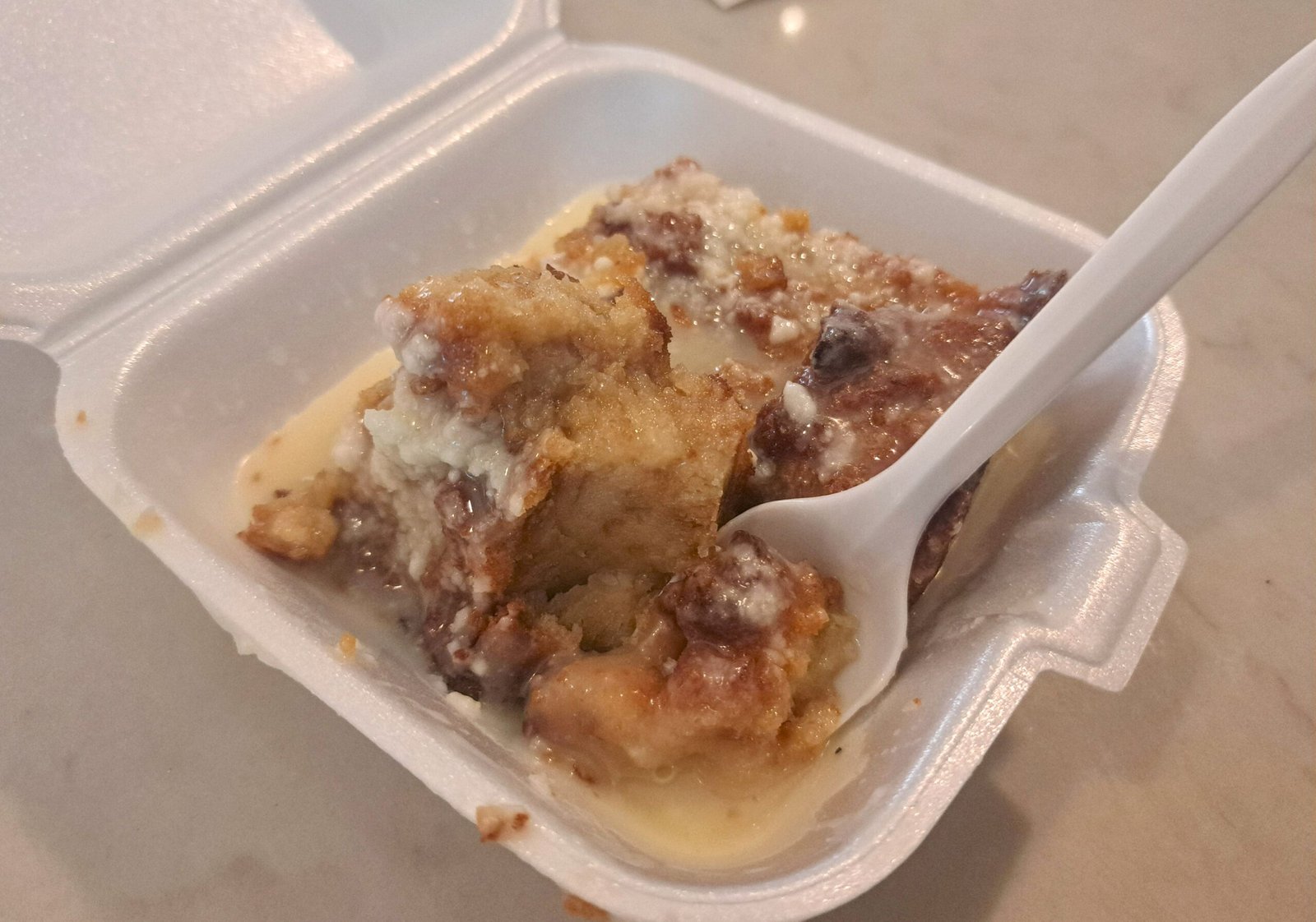 White chocolate bread pudding