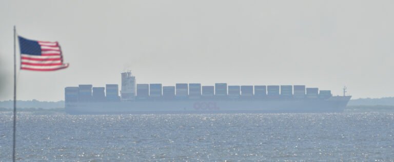 The container ship OOCL Asia arrives in Mobile AUG 14 2025.