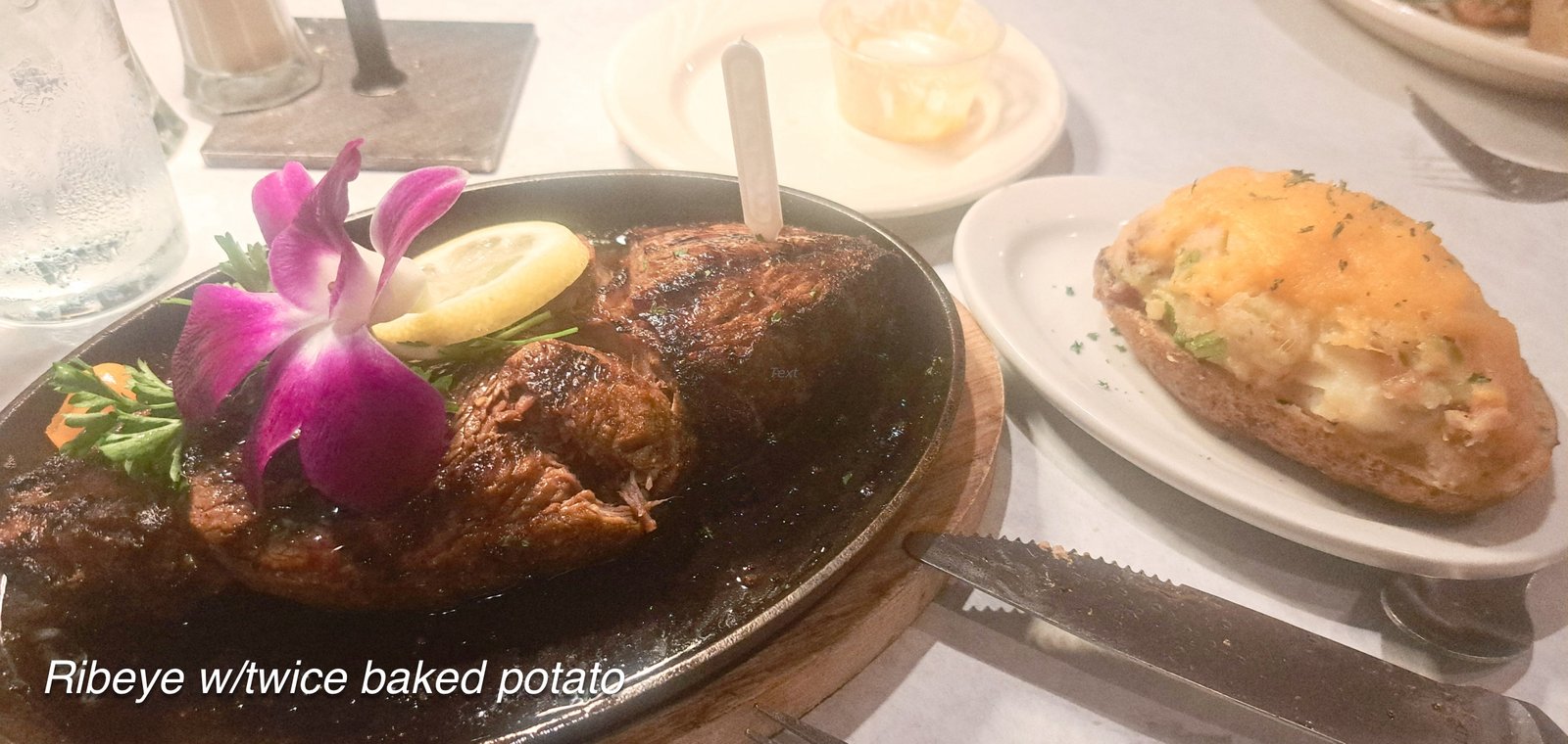 Hotel Magnolia ribeye with twice baked potato