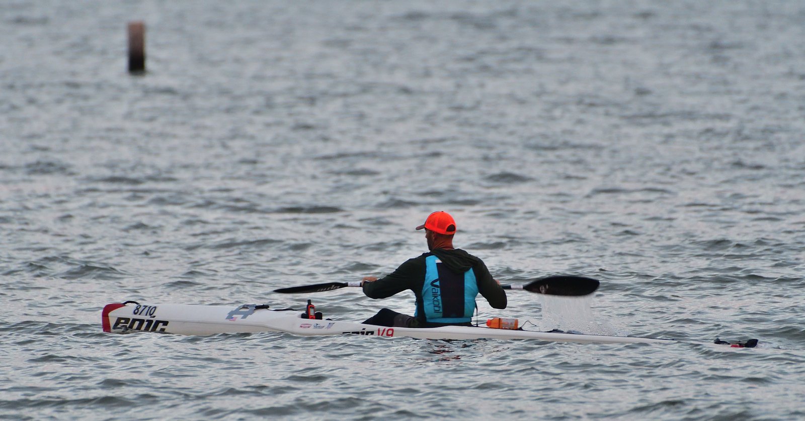 Paddle race contestant Jake VanLue approaches the Fairhope pier OCT 11 2025.