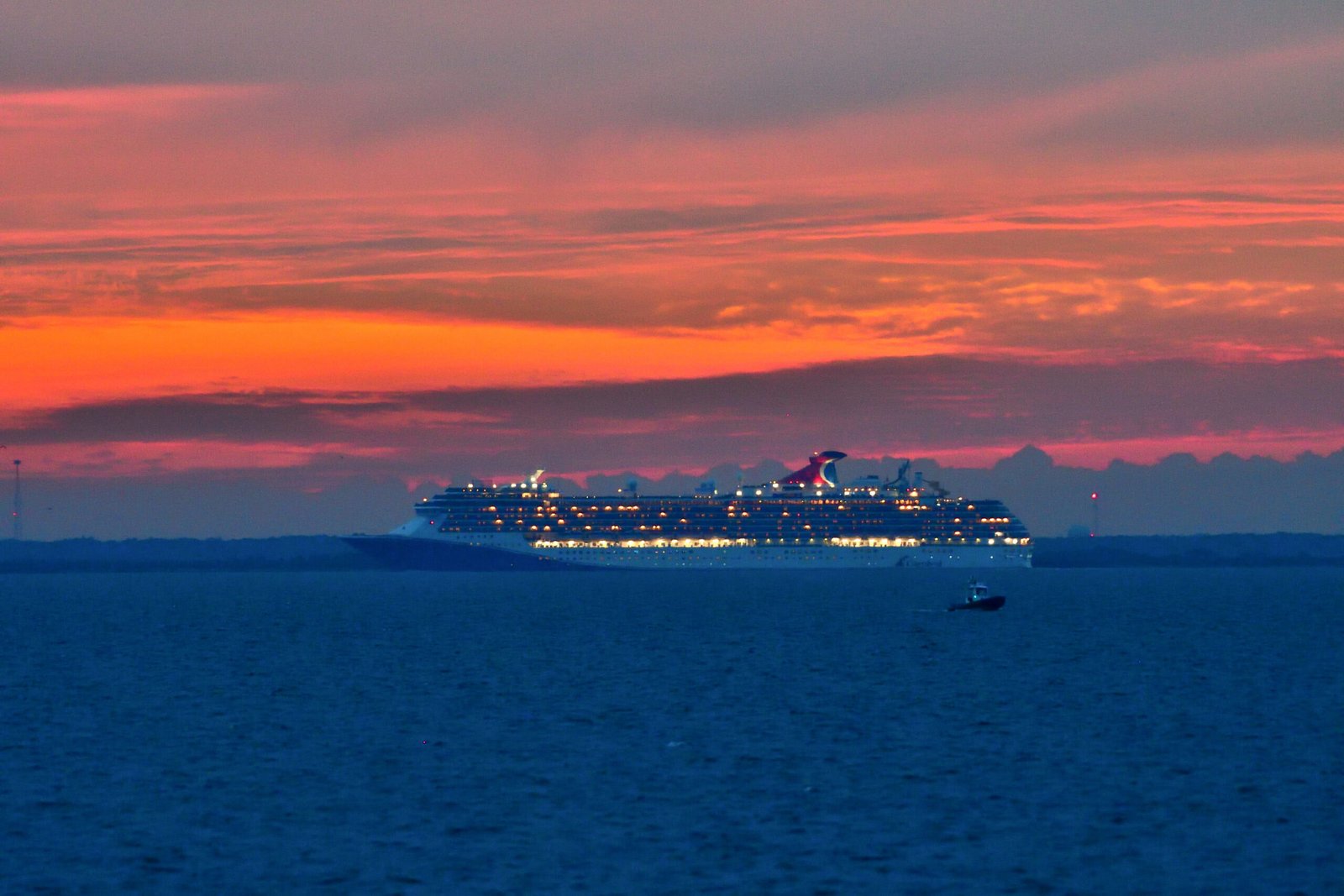 Spirit at sunset: The passenger ship Carnival Spirit heads for the Bahamas