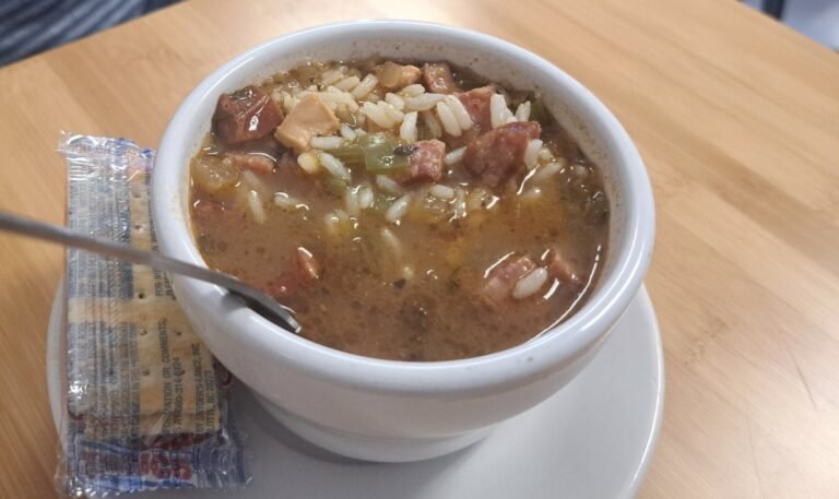 Rouxster's chicken and sausage gumbo