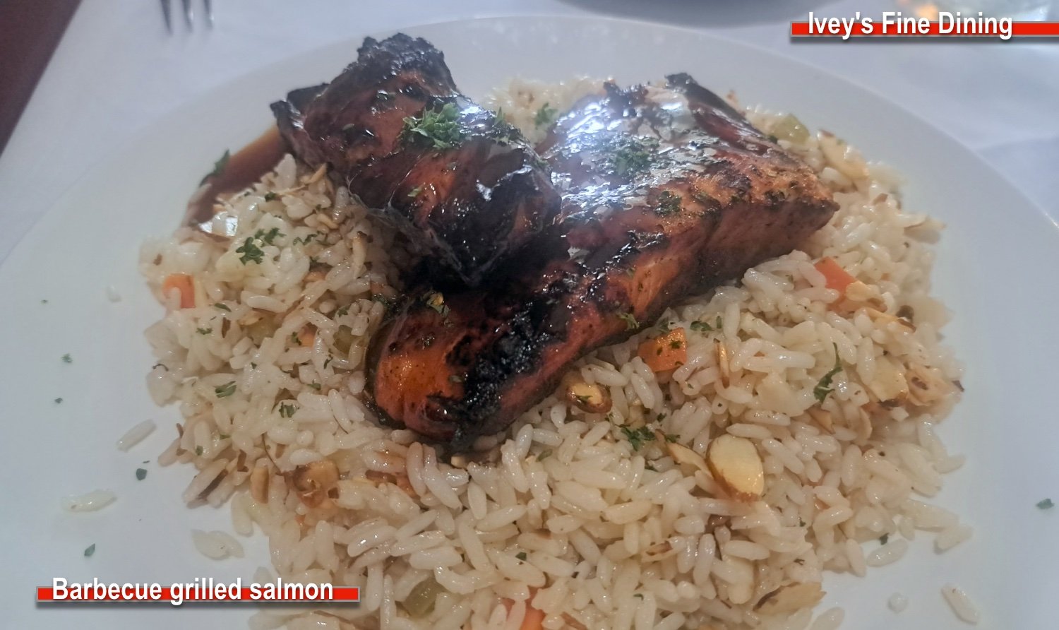 Barbecue grilled salmon at Ivey's in Robertsdale AL