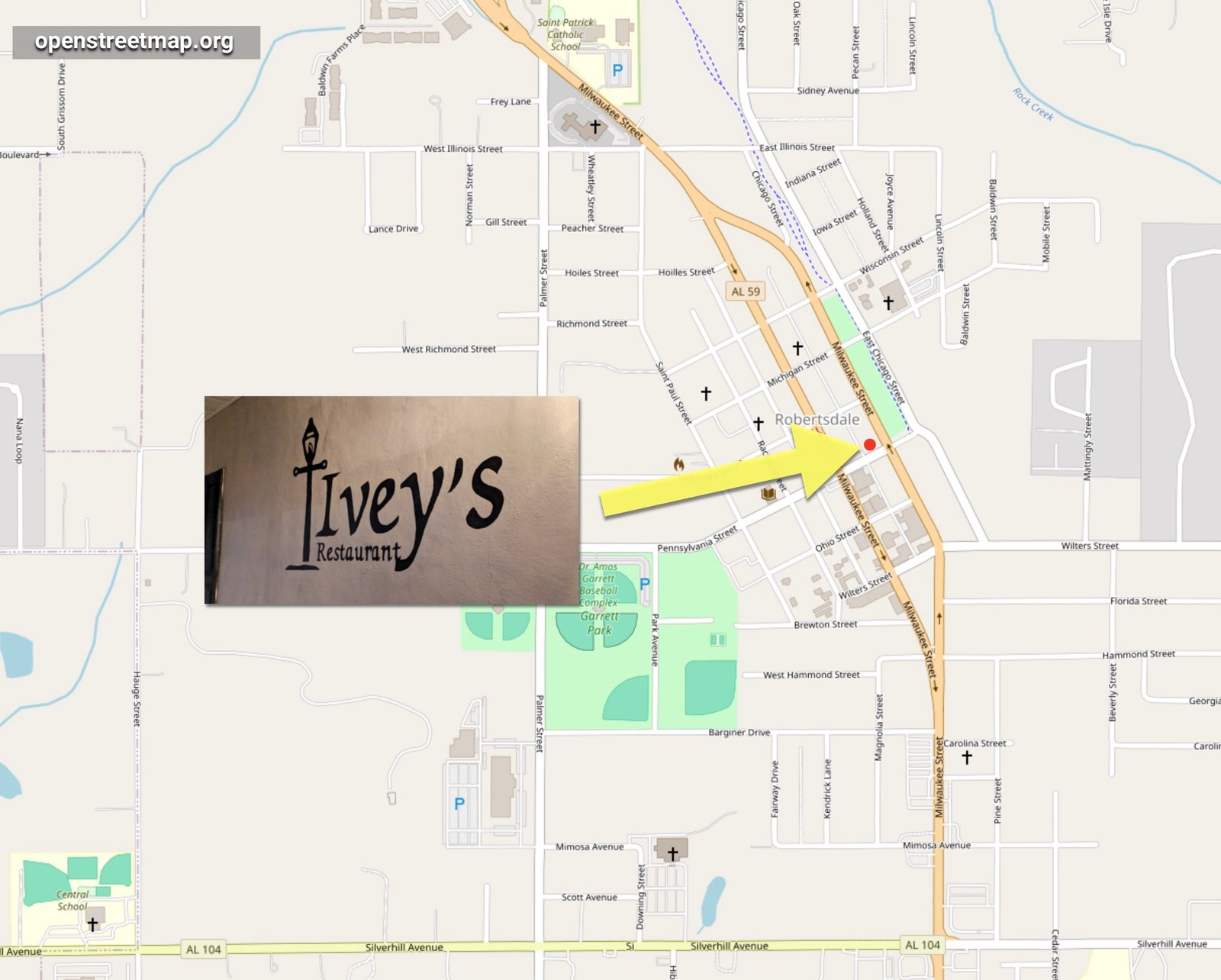 Map location for Ivey's in Robertsdale, AL