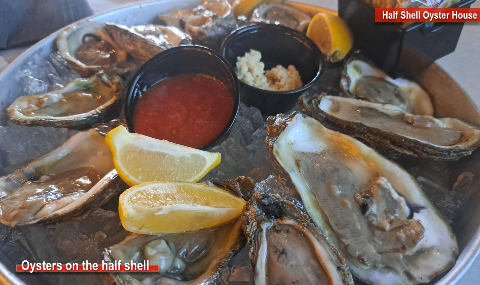 Oysters on the half shell at Half Shell Oyster House, Foley AL